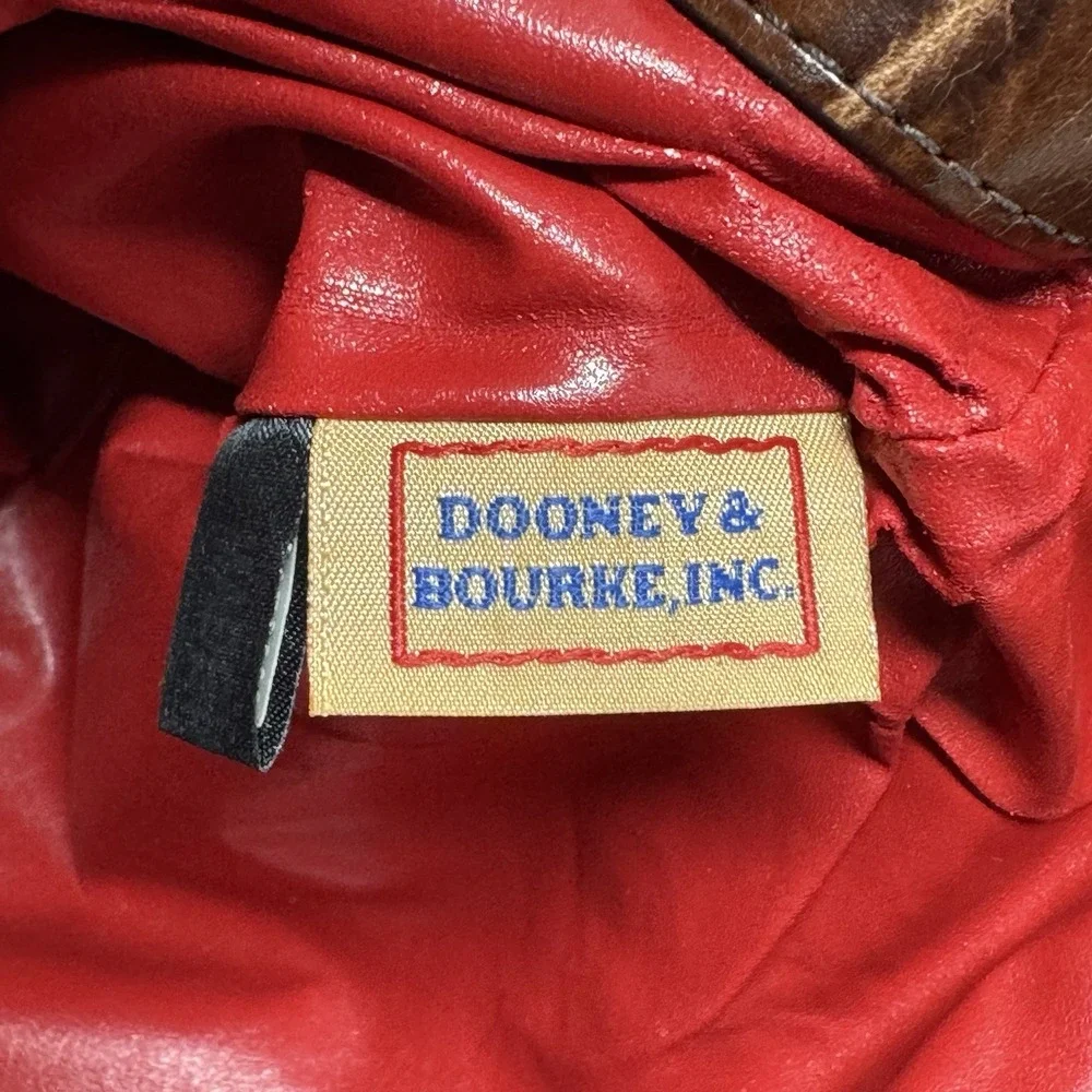 Vintage Dooney & Bourke Croc-embossed Brown Leather Clutch w/ Strap 10x5